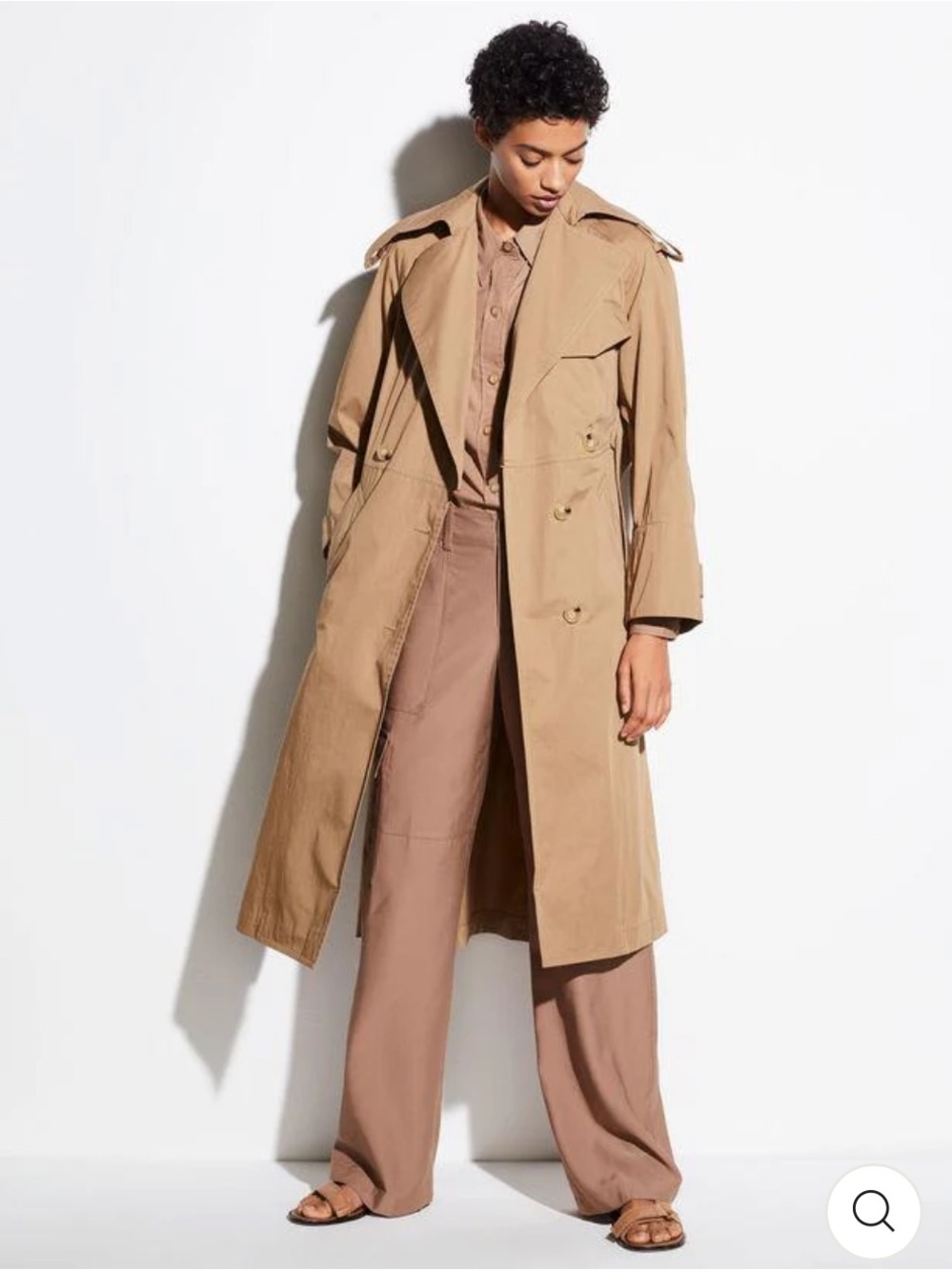 VINCE Cotton Trench Coat in Khaki size XS